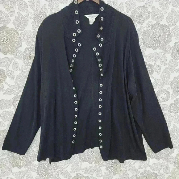 Vintage Misook Open Front Cardigan Women's  3x Black Front details 8942 - Picture 1 of 8